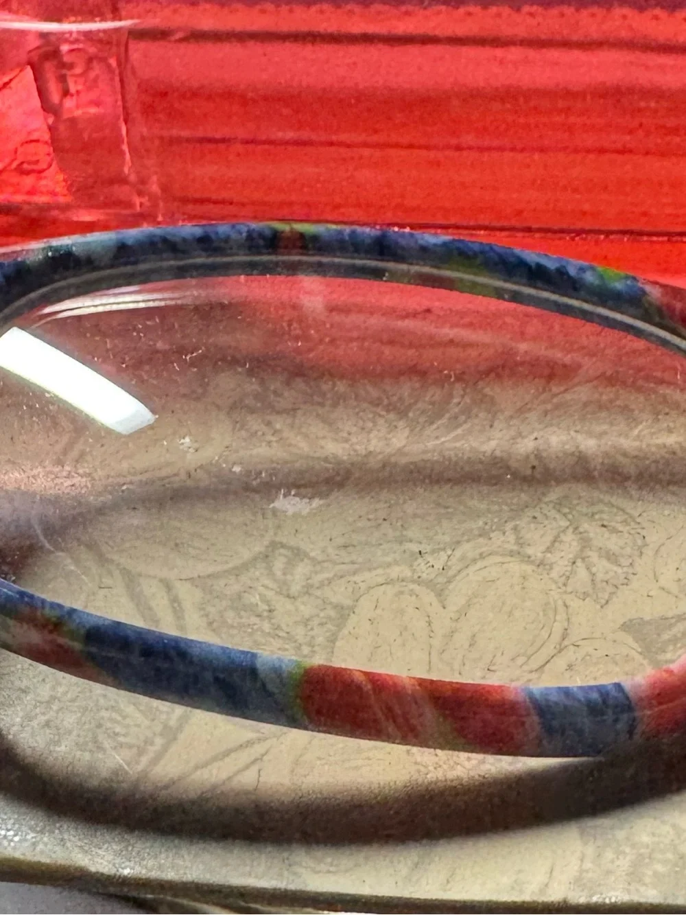 The Pioneer Woman Blue Light Glasses with Orange Case Floral Blue and Red